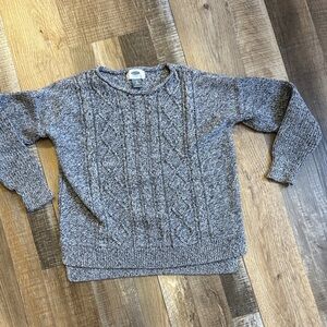Old Navy Heather Gray Cable Crewneck Sweater